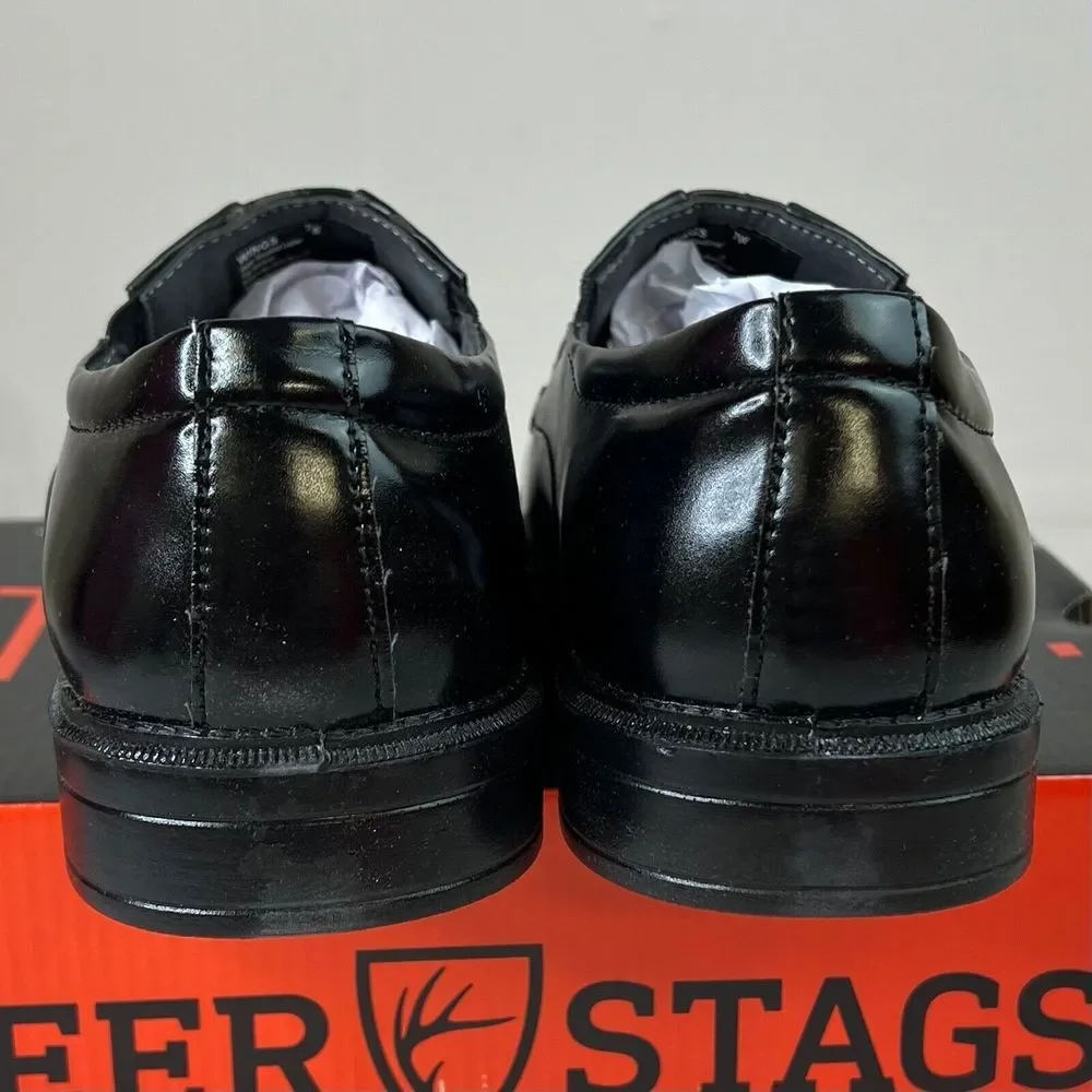 Deer Stags Mens Sz 7W Black‎ Wings Htech Formal Dress Shoes Square Toe